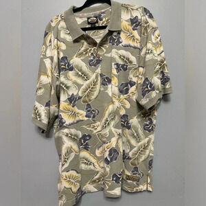 Tommy Bahama Floral Polo Shirt 100% Cotton Short Sleeve Collared XL